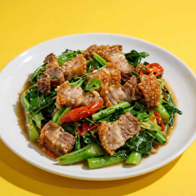 Chinese Broccoli with Crispy Pork.