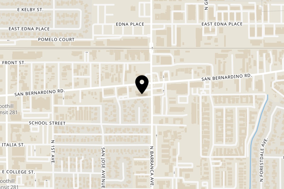 Map showing the location of Chili Tango Thai Cuisine on 474 E San Bernardino Rd in Covina